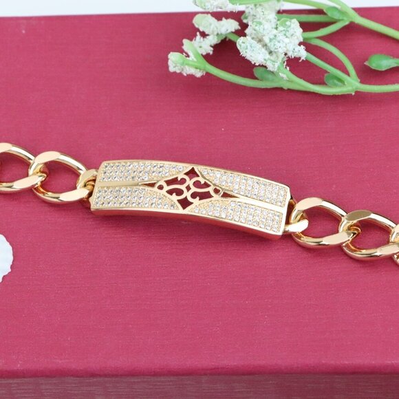 "Rose Gold Bracelet with Diamond Cutout Plate, XPBL0951 - Picture 10 of 12